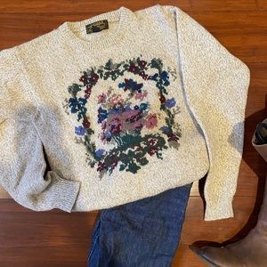 Eddie Bauer vintage wool floral sweater